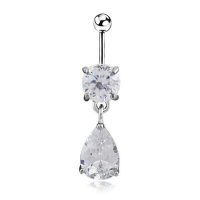 SS 316L stone tear belly ring