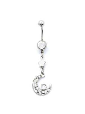 316L surgical steel moon &amp; star Belly ring