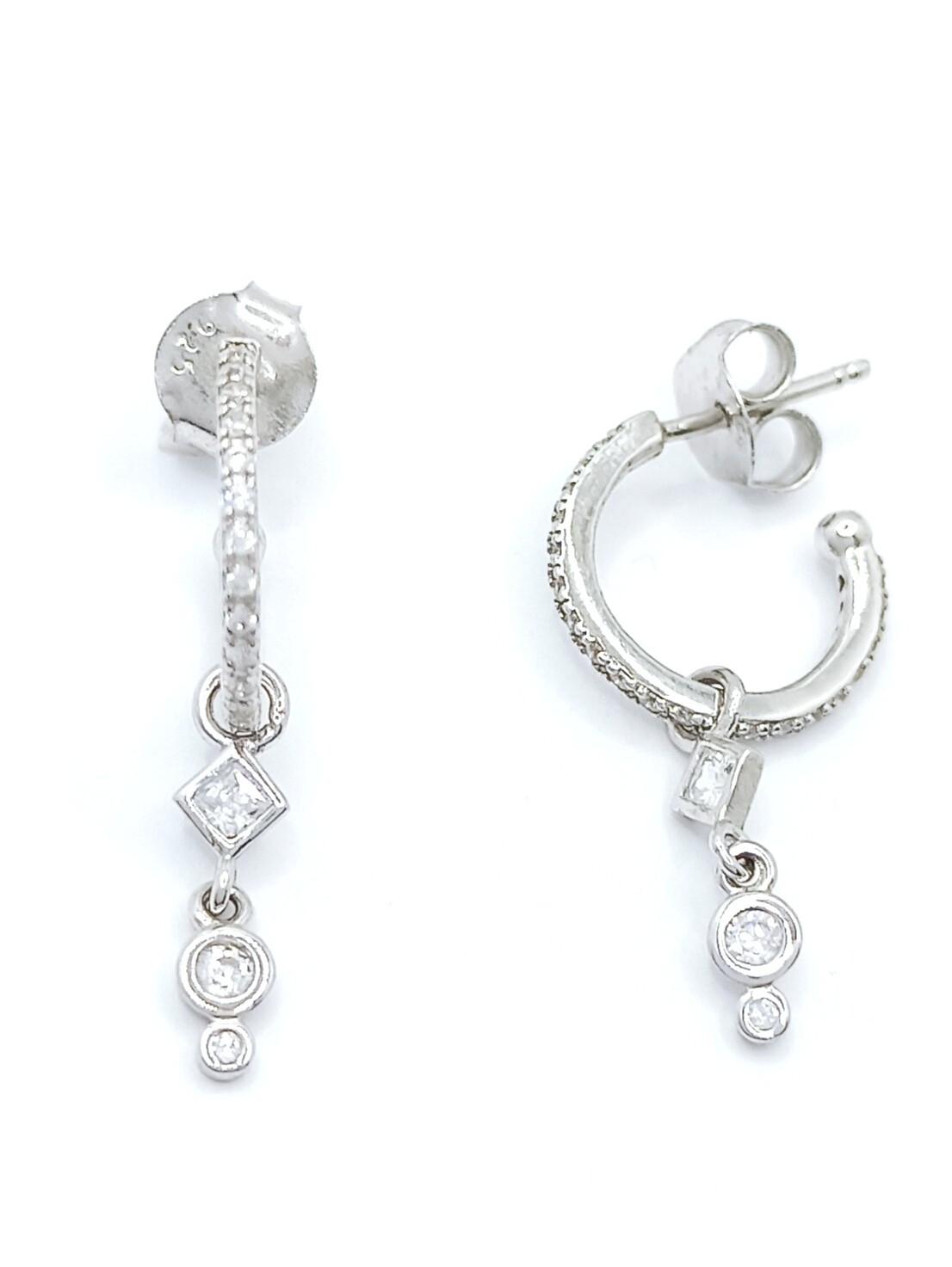 Silver 925 stud hoop earrings with modern design