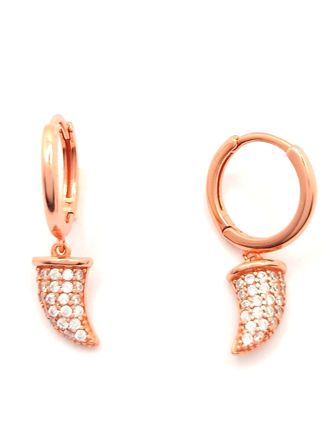 Silver 925 horn rose or gold hoop earrings
