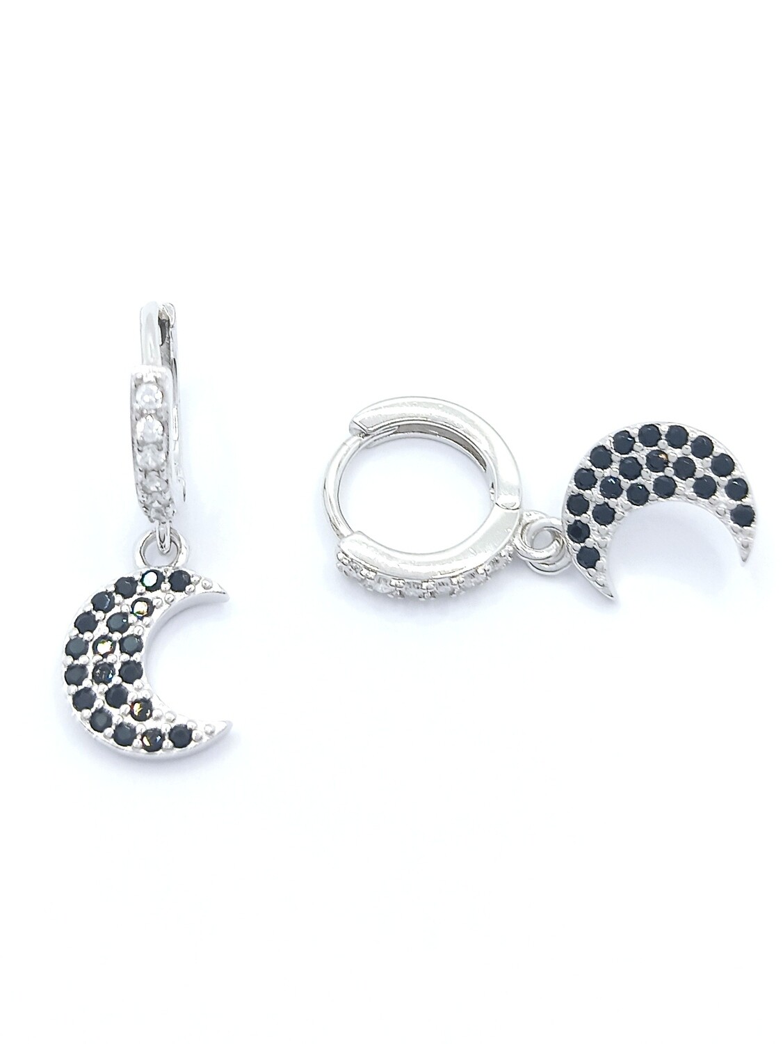 Silver 925 hoop earrings with hanging moon design