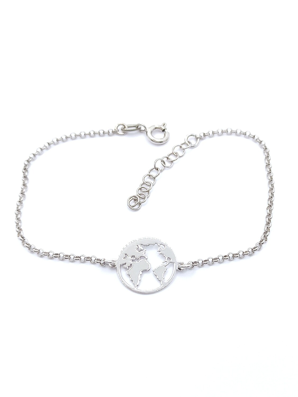 Silver 925 world map hand  bracelet 1.5cm