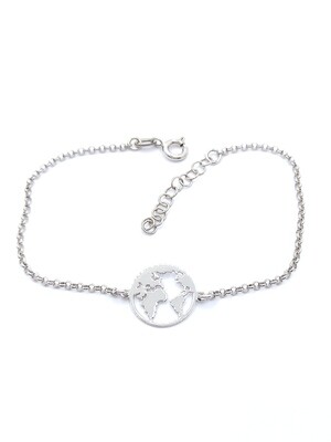 Silver 925 world map hand  bracelet 1.5cm