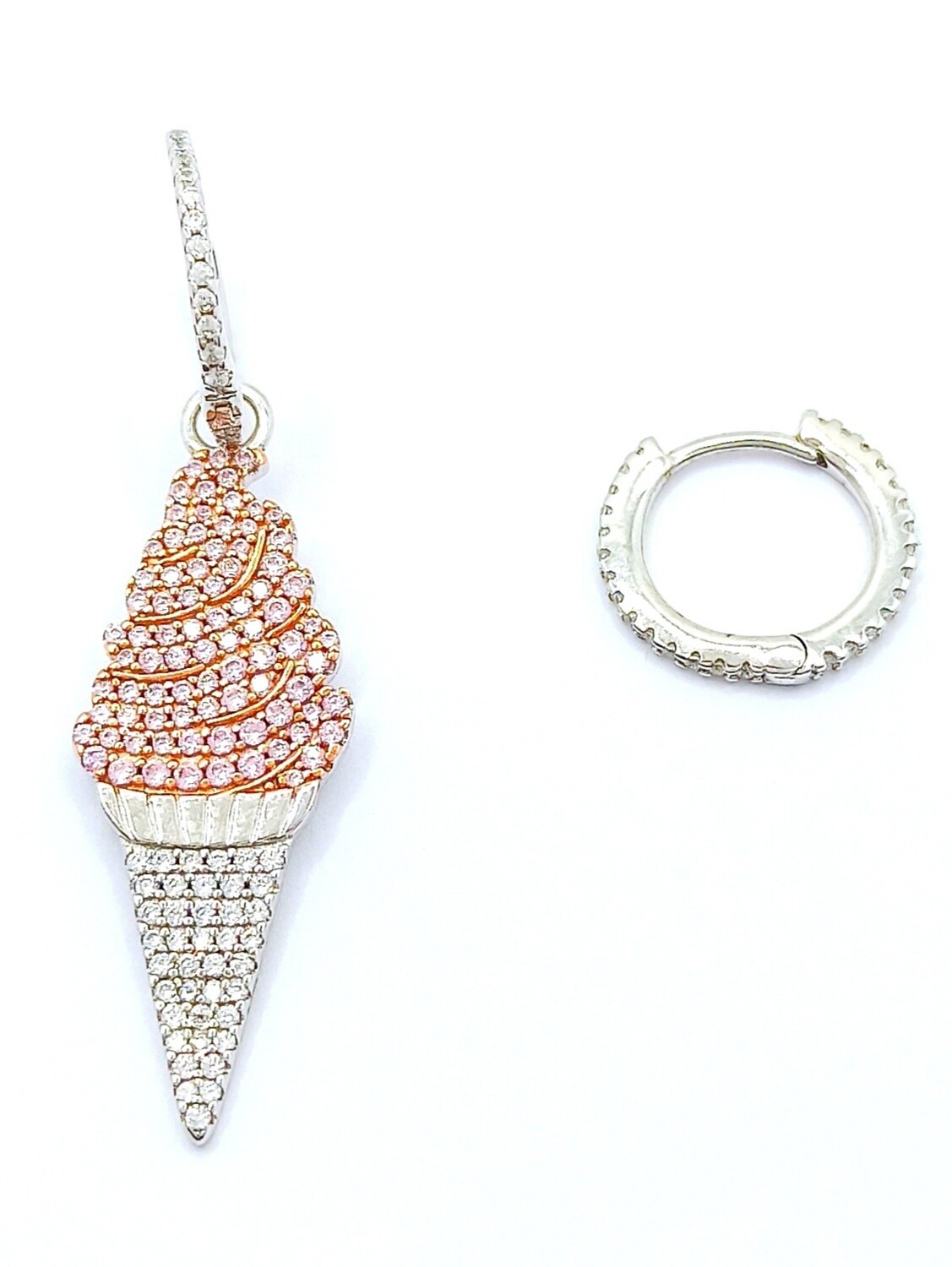 Silver 925 hoop earrings hanging ice cream cone
