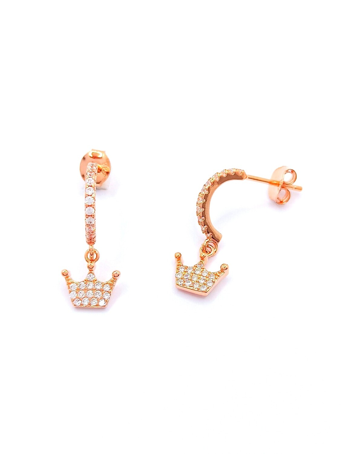 Silver 925 hanging crown stud earrings