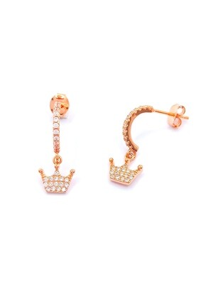 Silver 925 hanging crown stud earrings