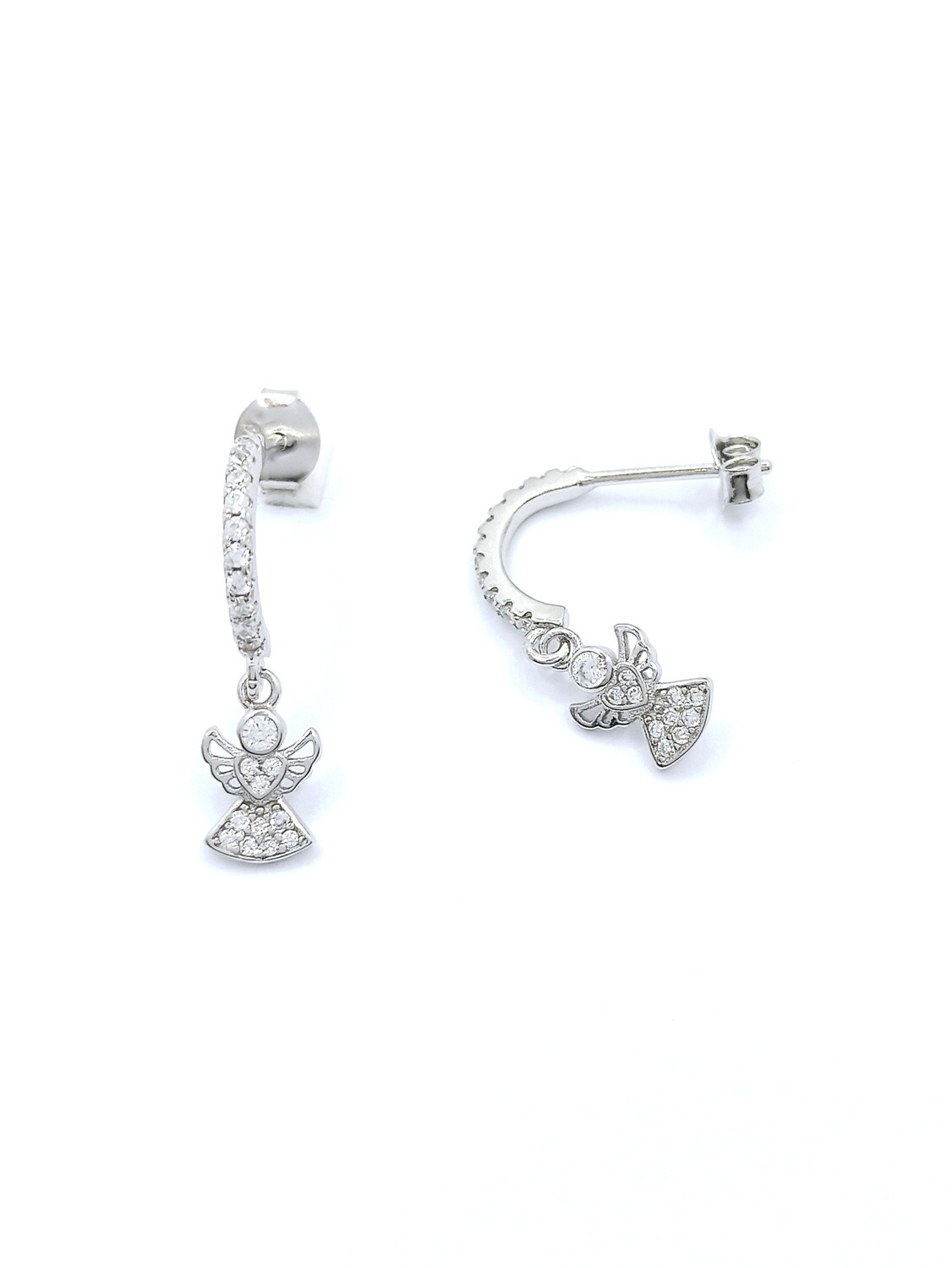 Silver 925 hanging angel stud earrings