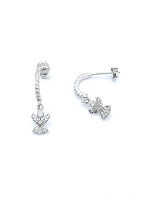 Silver 925 hanging angel stud earrings