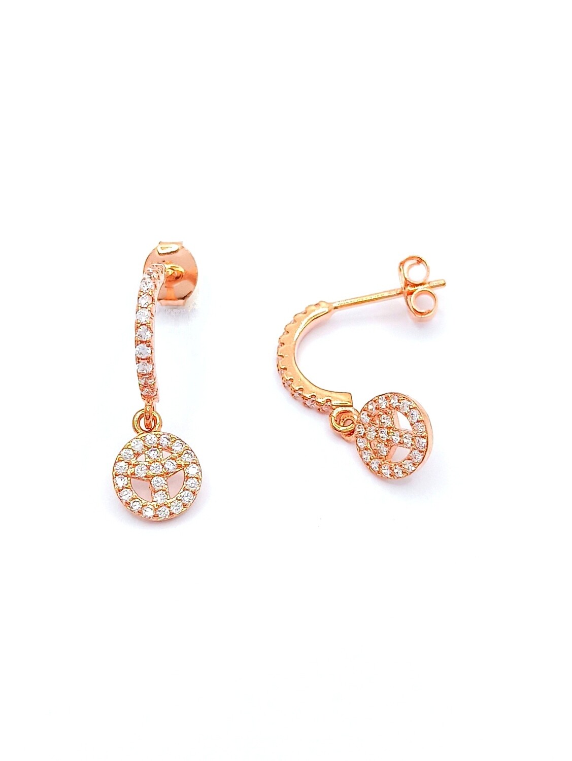 Silver 925 hanging peace stud earrings