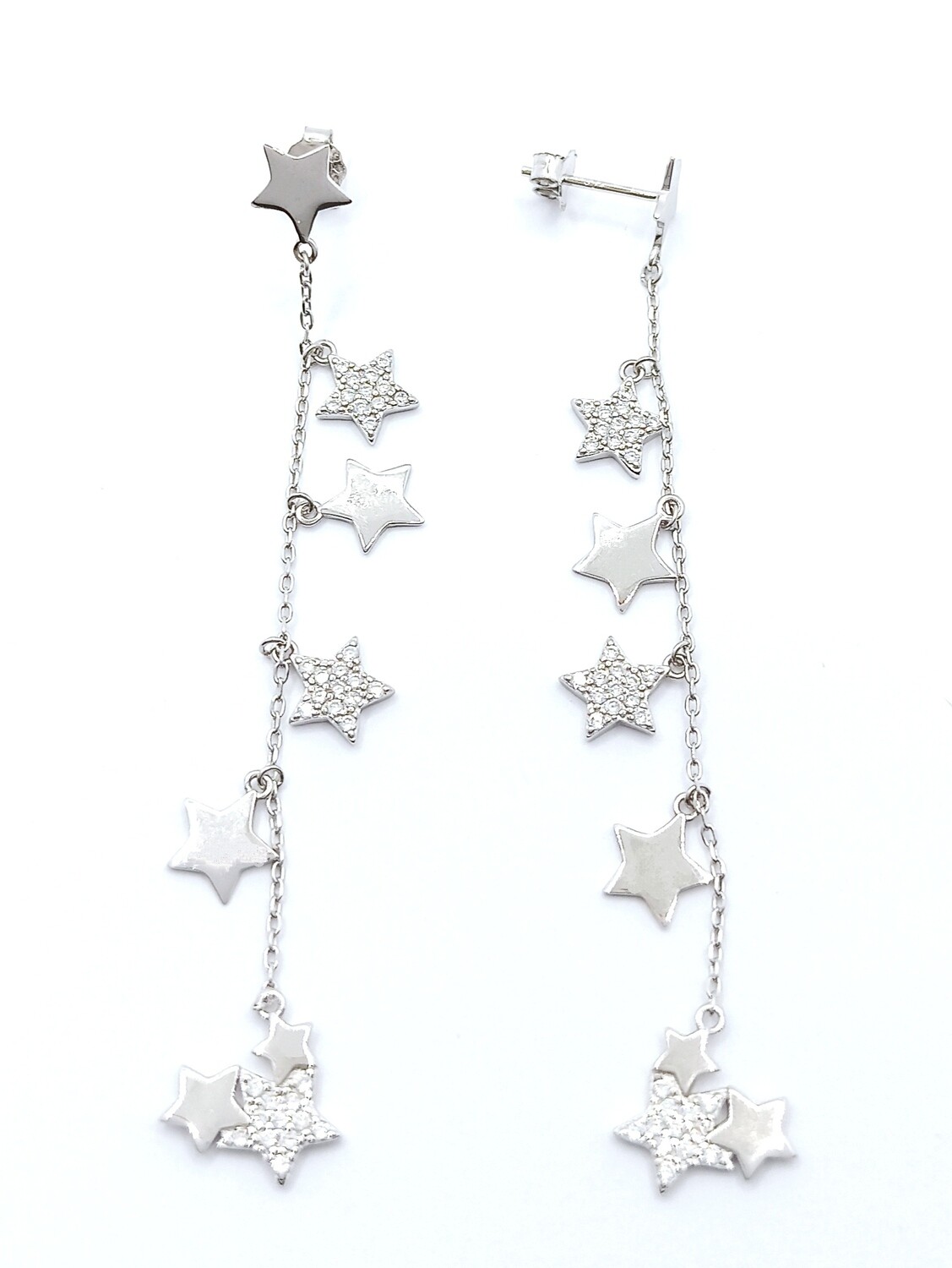 Silver 925 long earrings star,moon,circles or love