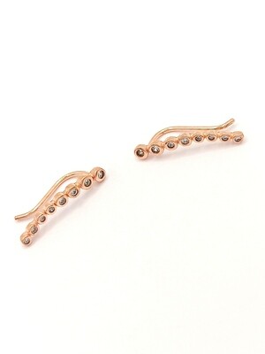 Silver 925 white stone rose ear climbers earring