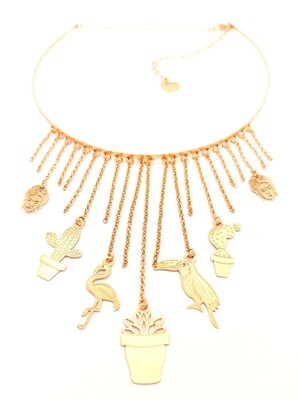 Silver 925 exotic rose chocker necklace