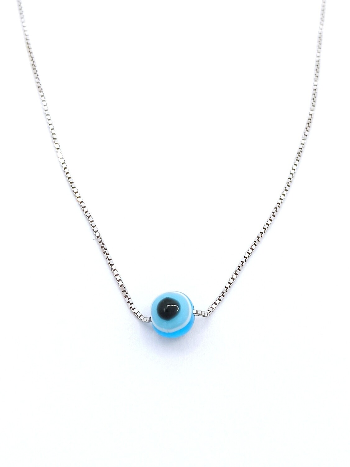Silver 925 evil eye multicolor 40cm necklace, STONE COLOR: BLUE 1