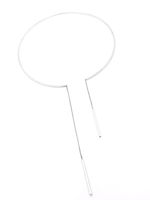 Silver 925 2 bar trace chocker necklace