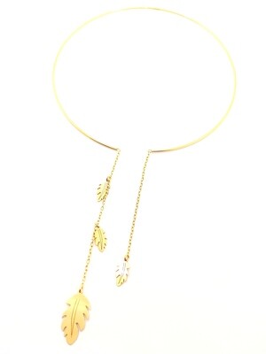 Silver 925 feather gold chocker necklace