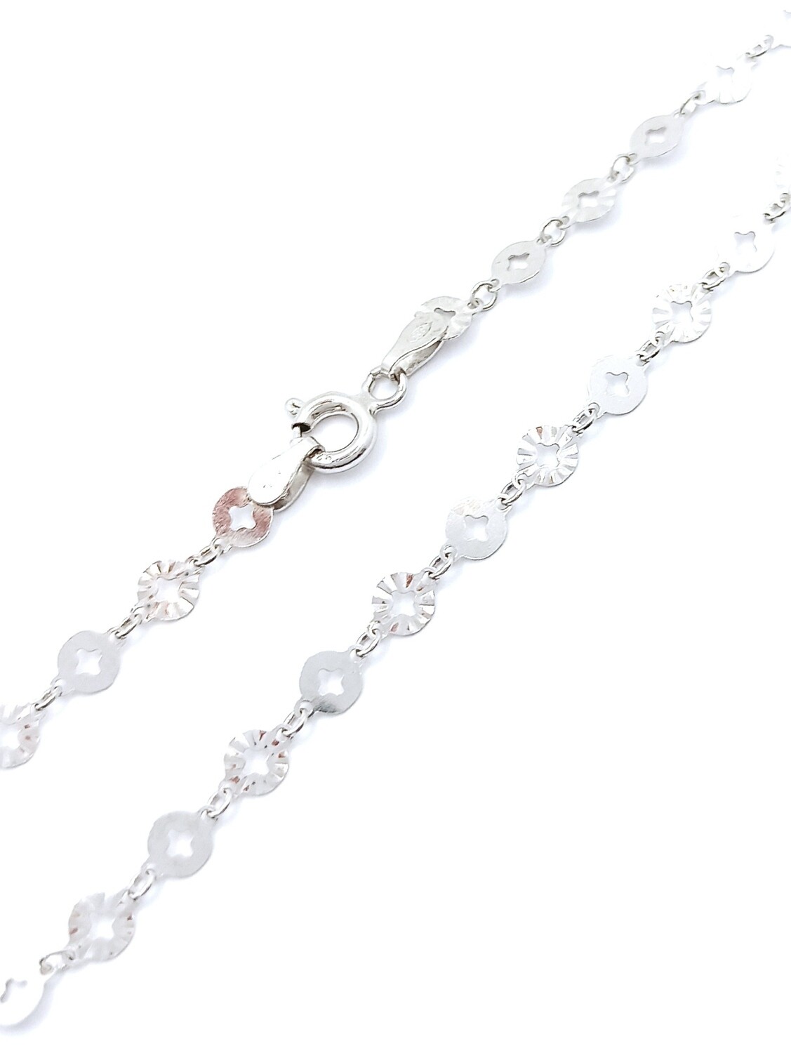 Silver 925 circles white or rose anklet, MODEL-COLOR-SIZE: 1- White gold plated -Length: 25.8cm Adjustable in all size