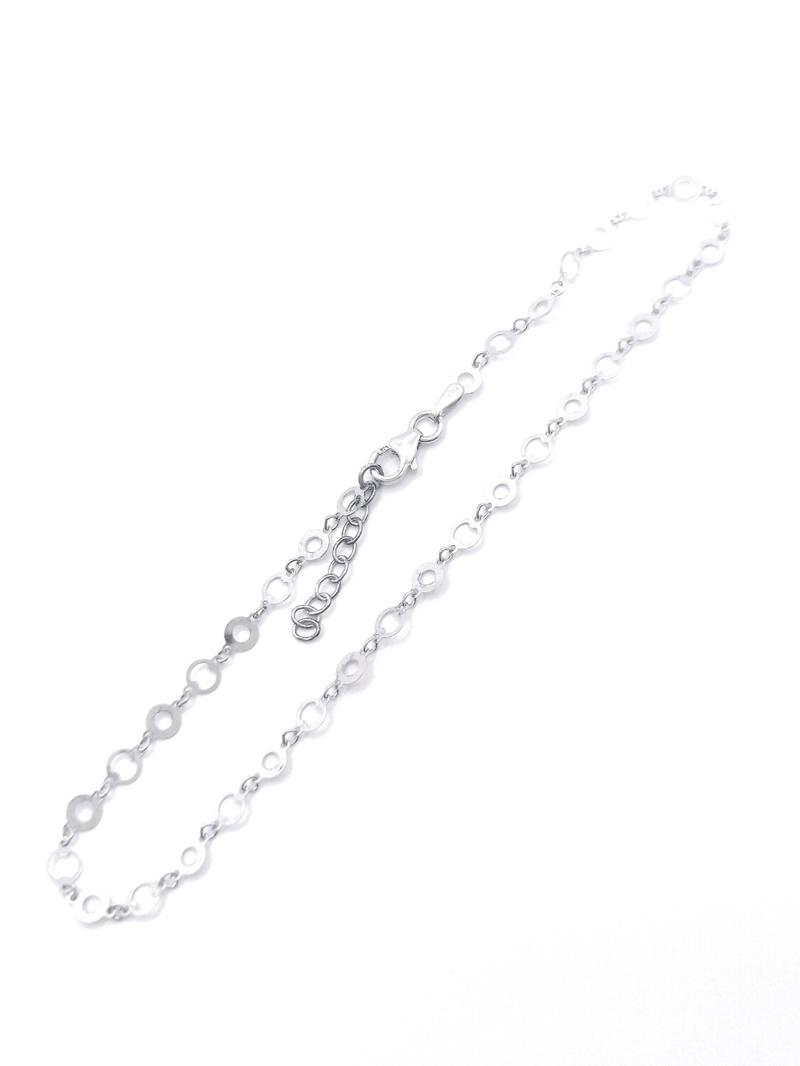 Silver 925 circles white anklet