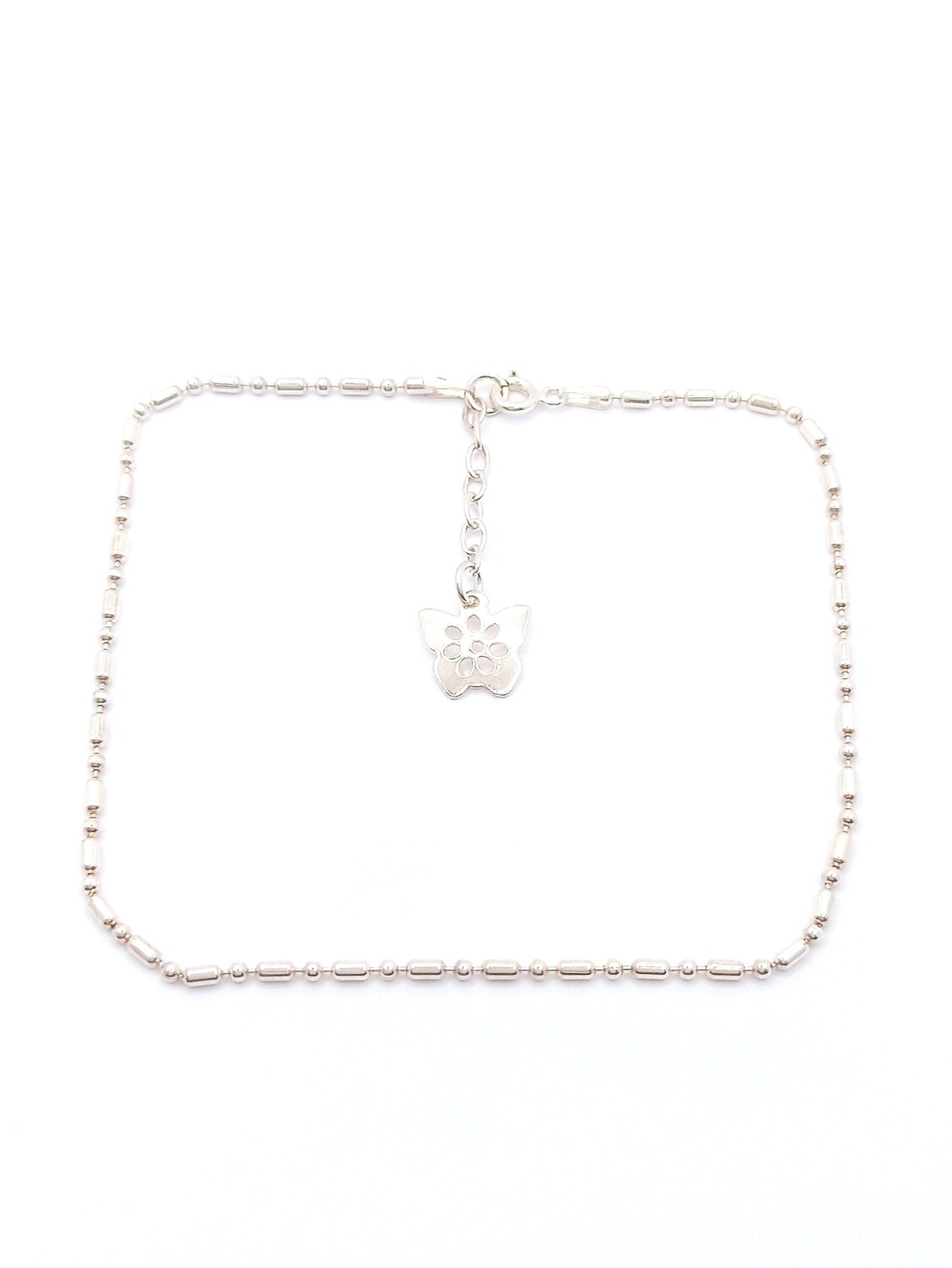 Silver 925 buttefly ball chain anklet