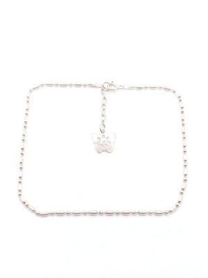 Silver 925 buttefly ball chain anklet