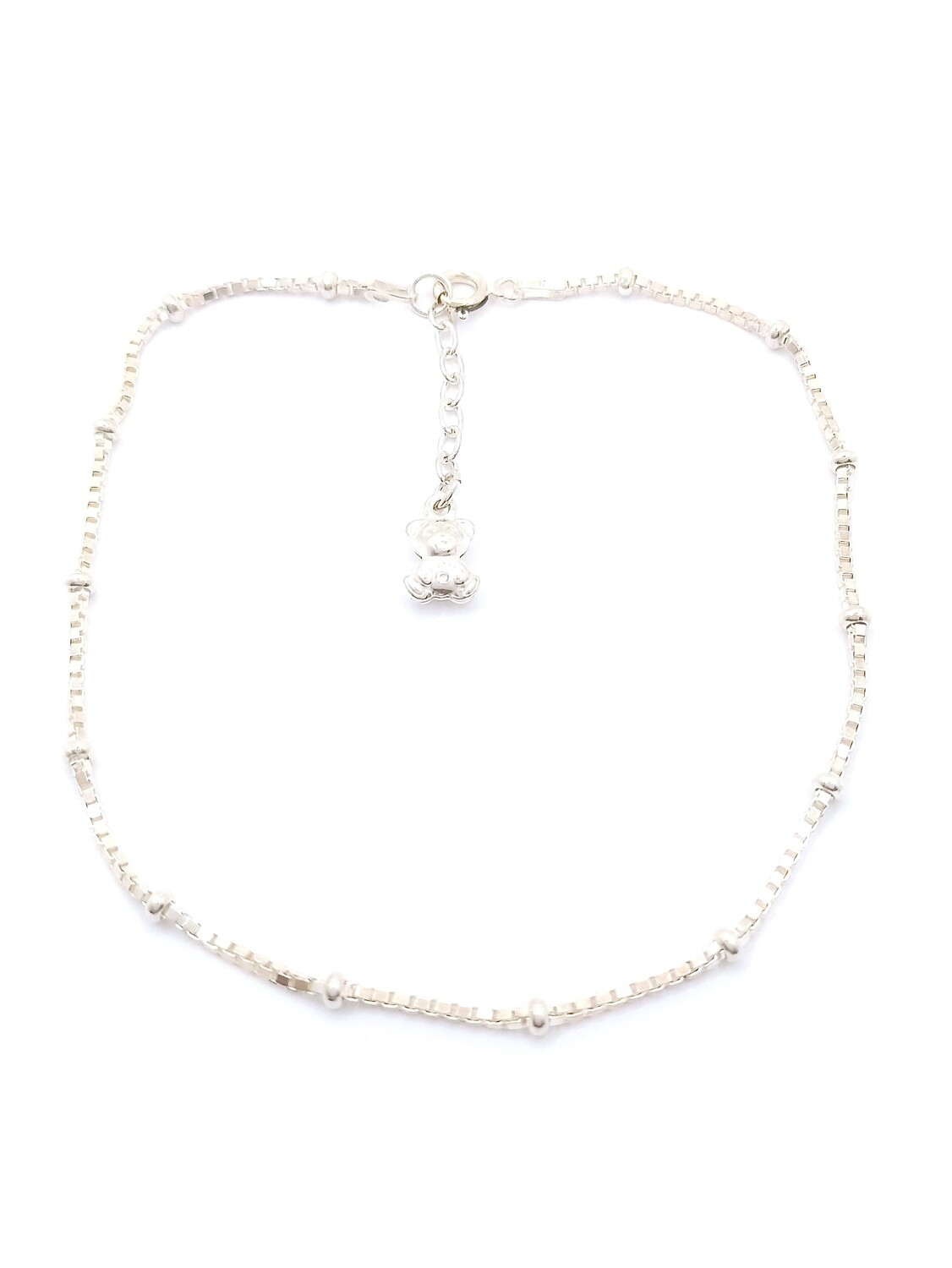 Silver 925 cube chain ball anklet