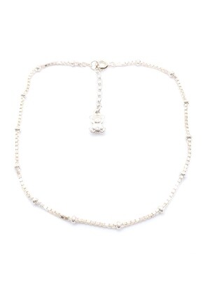 Silver 925 cube chain ball anklet