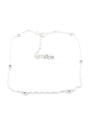 Silver 925 twisted chain ball anklet