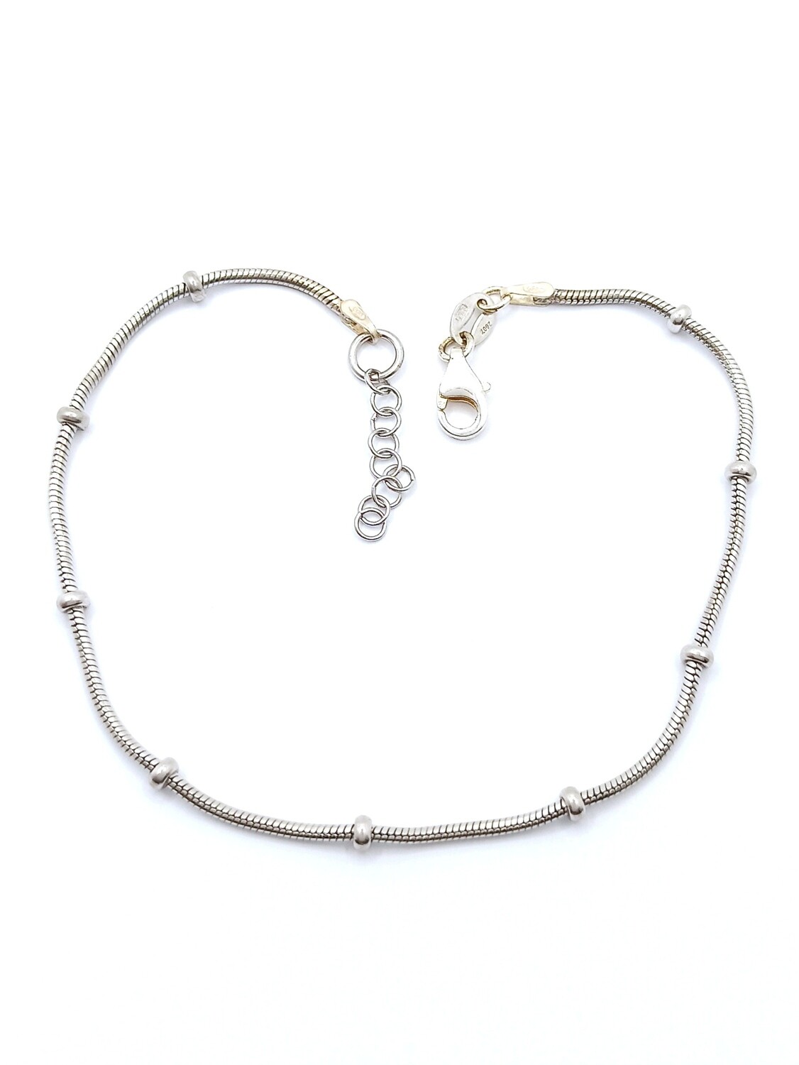 Silver 925 thick snake balls anklet