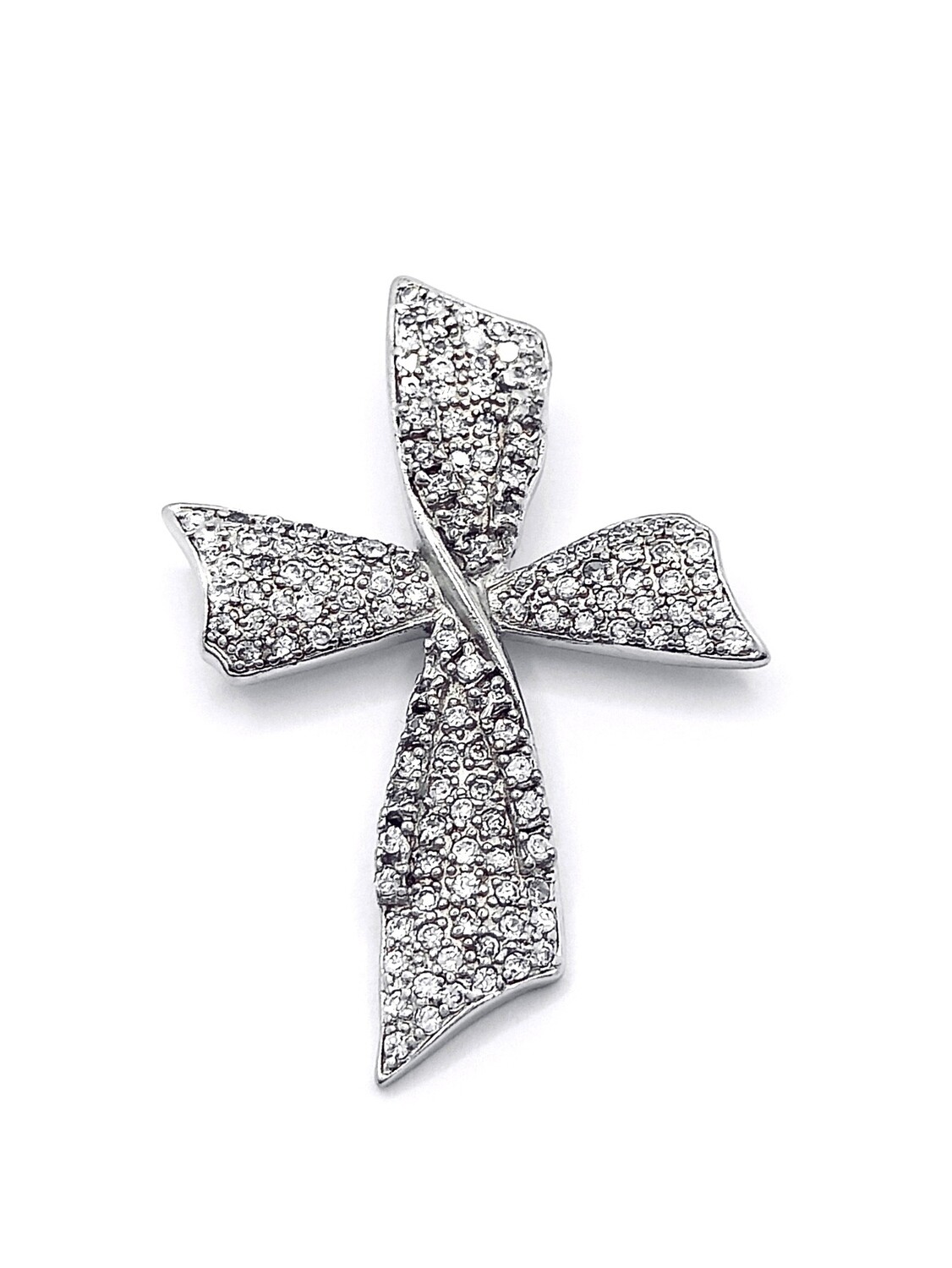 Silver 925 white stone big cross pendant