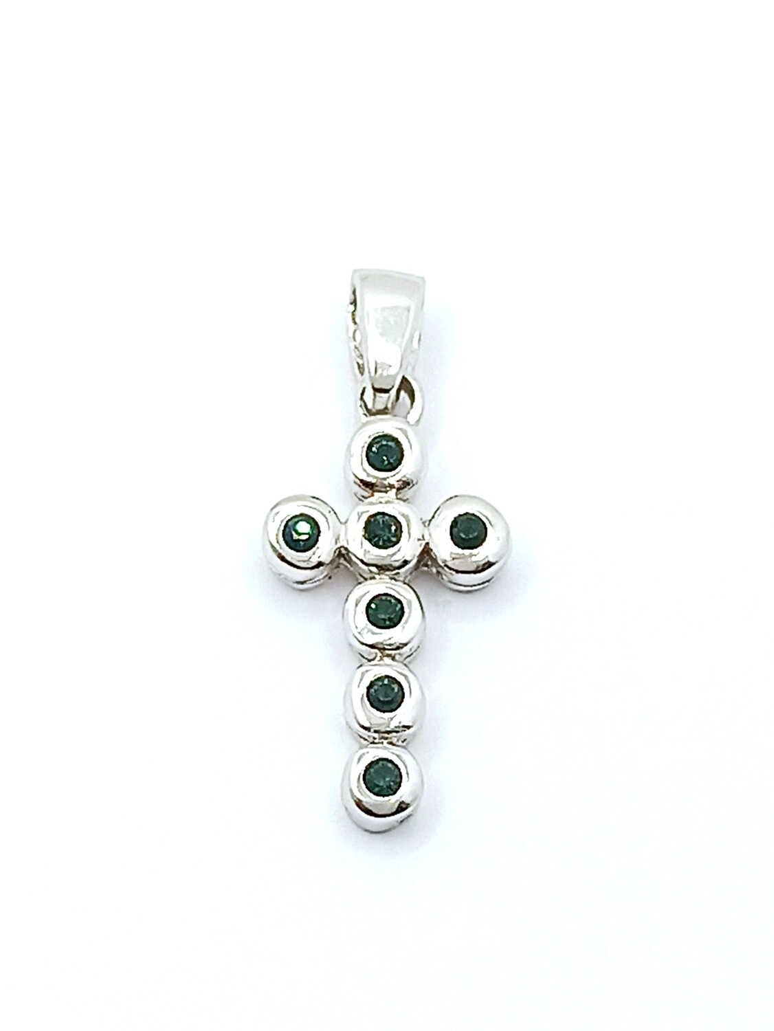 Silver 925 green stone cross pendant