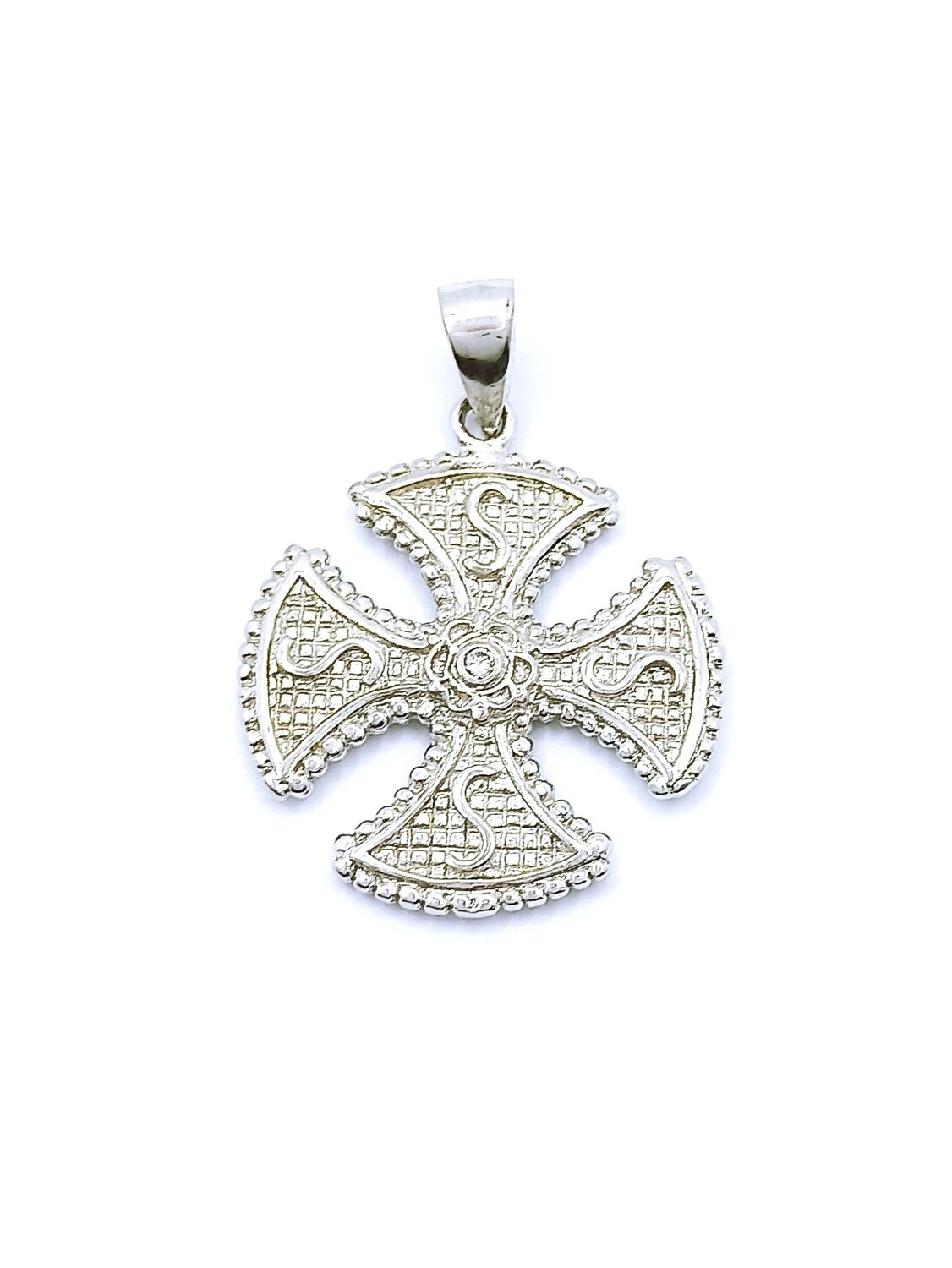 Silver 925 handmade stone cross pendant