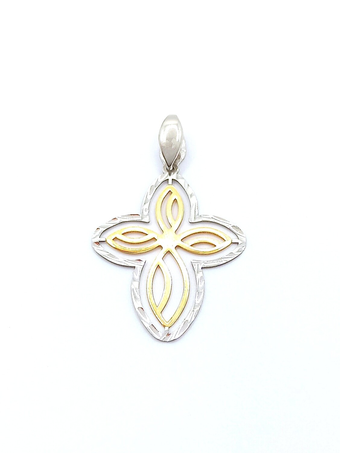 Silver 925 diamond cut cross pendant, MODEL-INTERNAL COLOR-SIZE: 1-Gold plated-Height: 3.5cm-Width : 2.2cm