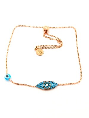 Silver 925 evil eye elevator hand bracelet