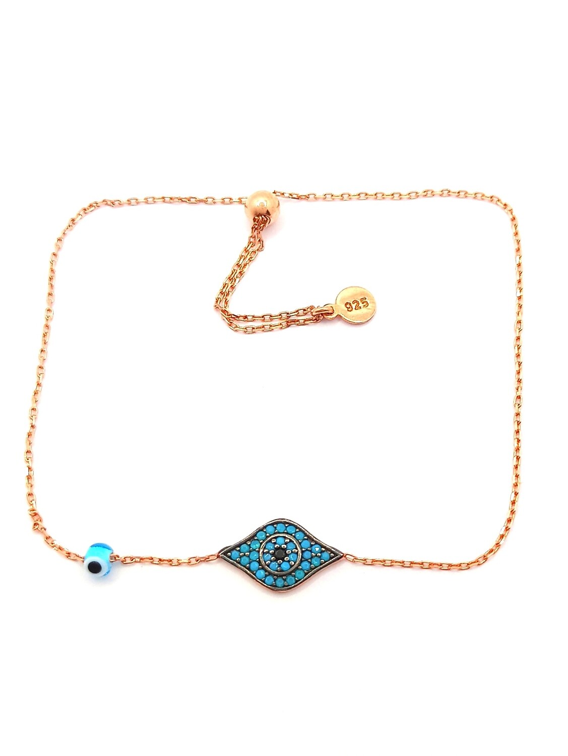 Silver 925 rose evil eye elevator hand bracelet