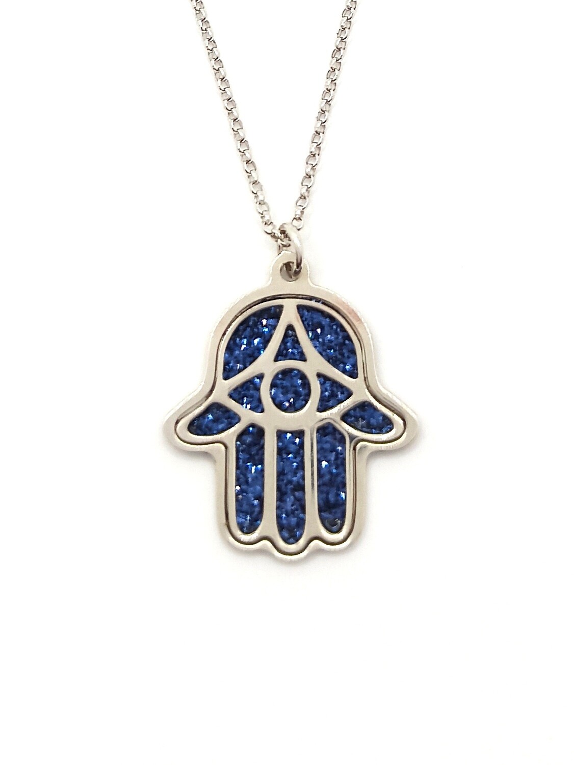 Silver 925 Hamsa glitter necklace