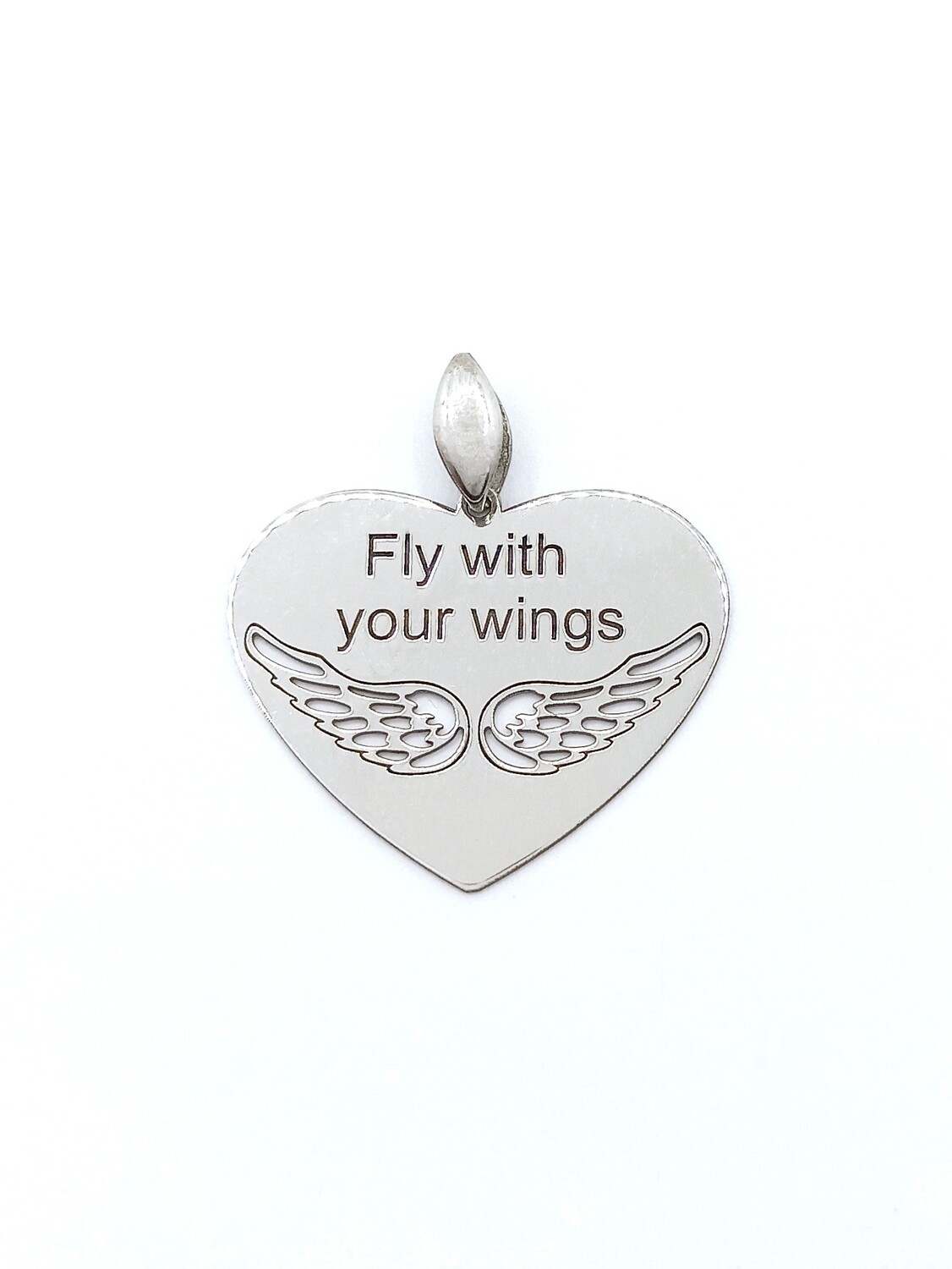 Silver 925 big heart angel wings pendant