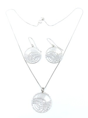 Silver 925 SET round diamond cut necklace