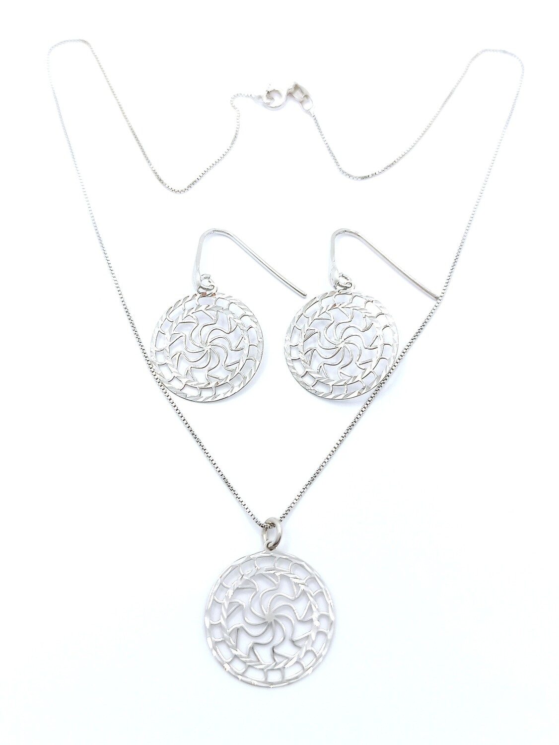 Silver 925 round diamond cut set