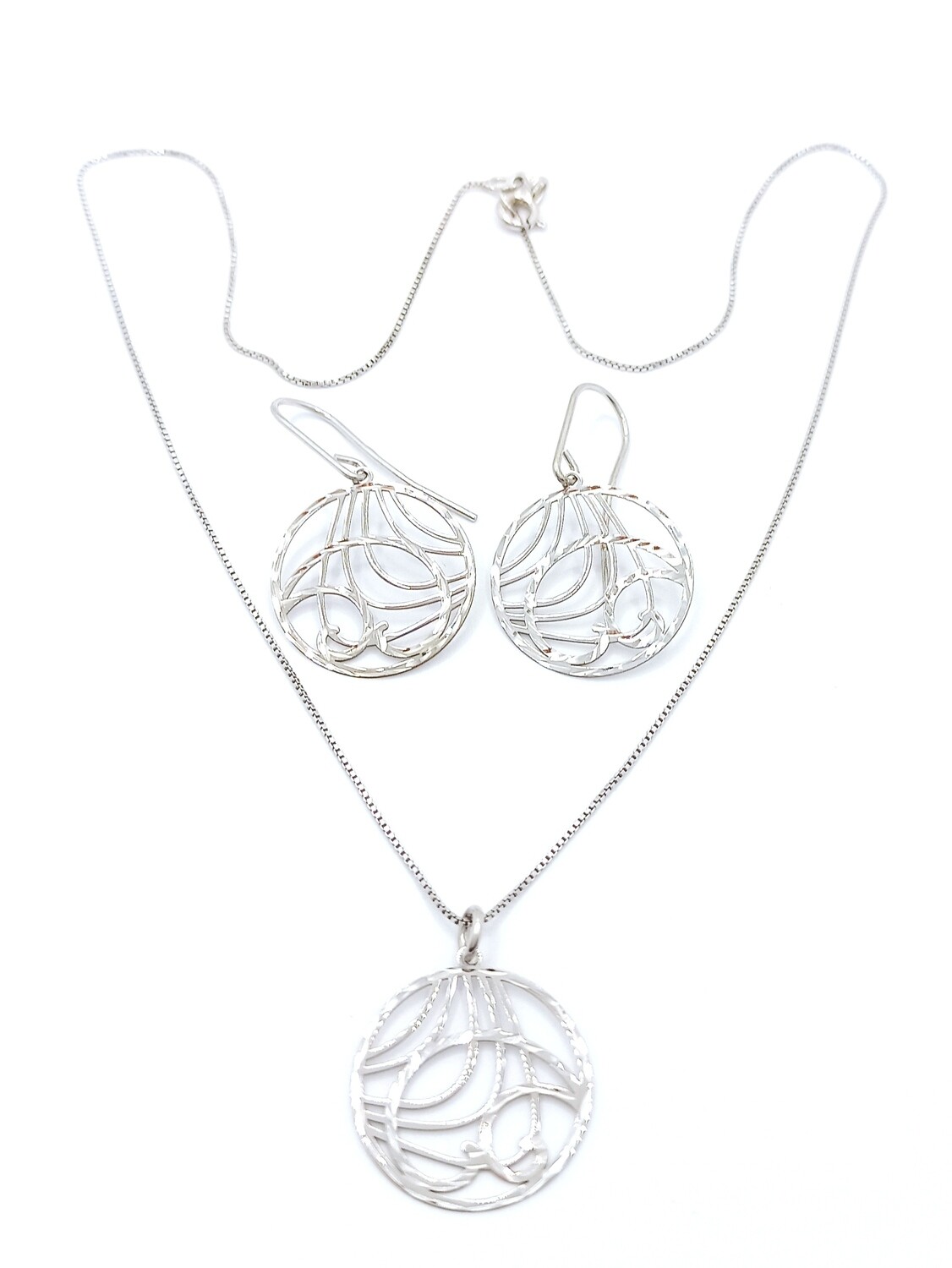 Silver 925 round diamond cut set