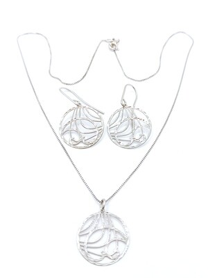 Silver 925 round diamond cut set