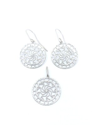 Silver 925 modern round diamond cut set