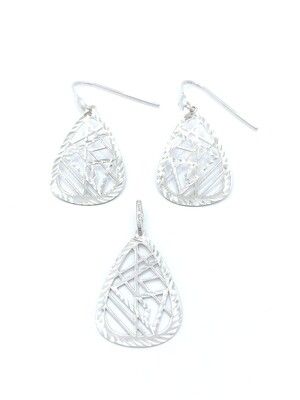 Silver 925 tear diamond cut set