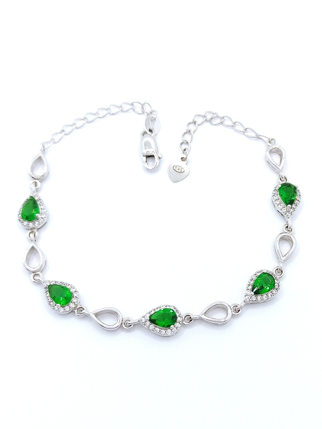 Silver 925 stone tear hand bracelet