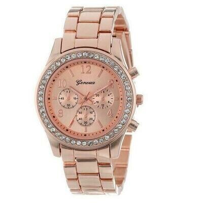 Geneva wristwatch stainless steel bracelet