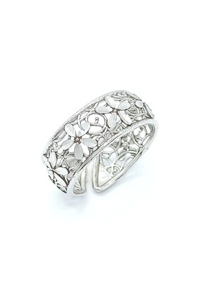 Silver 925 diamond cut flower ring