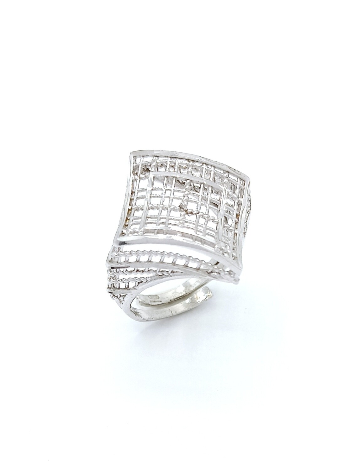 Silver 925 square diamond cut ring