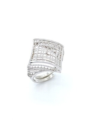 Silver 925 square diamond cut ring