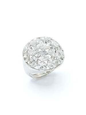 Silver 925 diamond cut flower ring