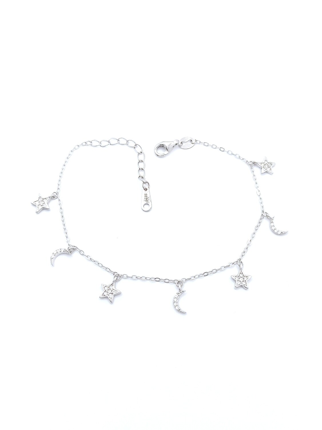 Silver 925 star-moon hand bracelet