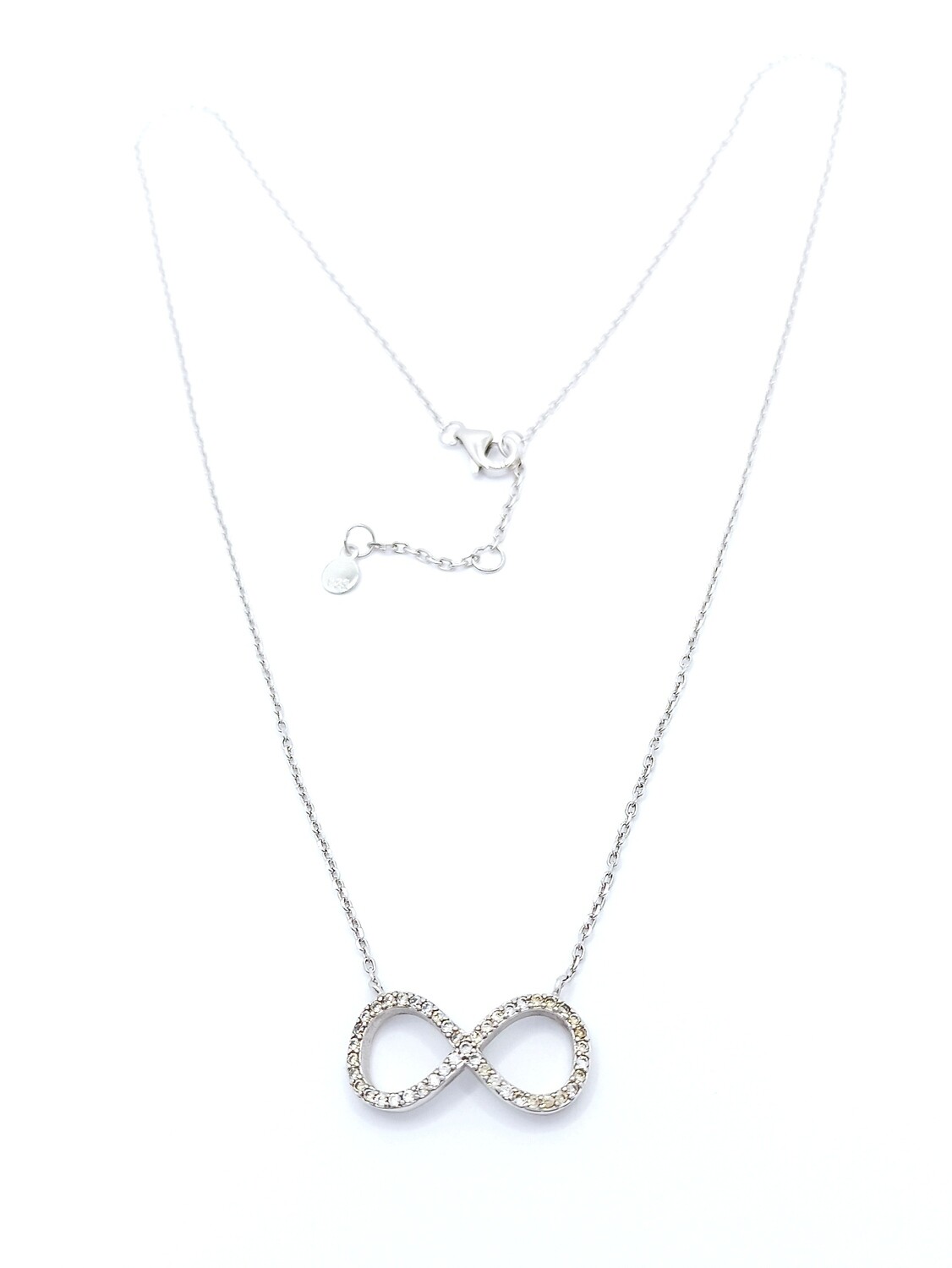 Silver 925 white stone infinity necklace