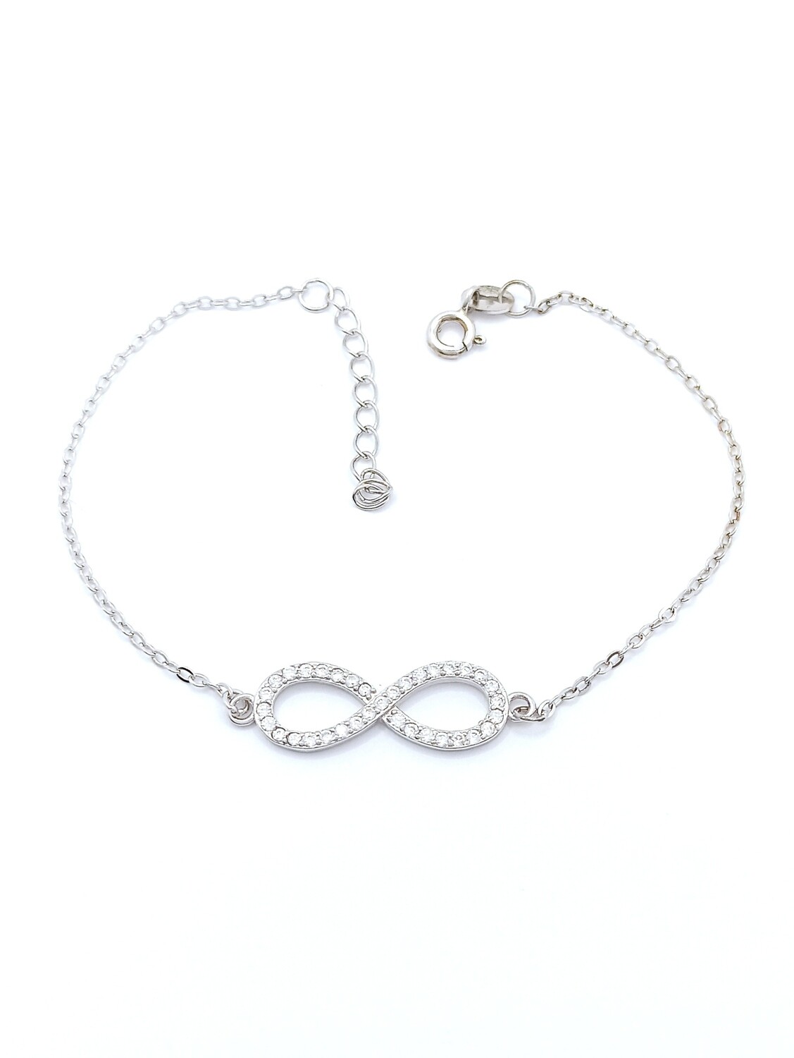 Silver 925 white stone infinity hand bracelet